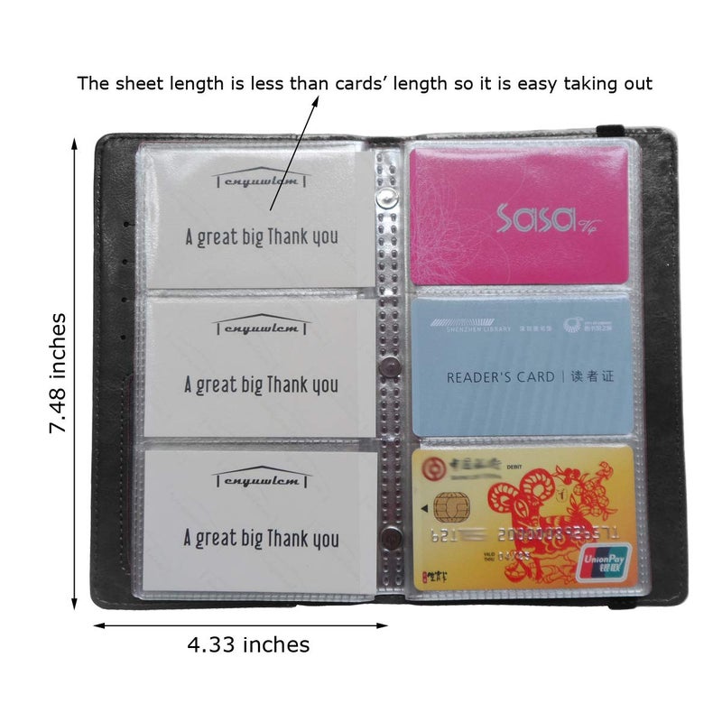 Enyuwlcm PU Leather Business Card Book Organizer Journal Name Card Book Holder with Elastic Closure Hold 240 Cards Black - Image 4